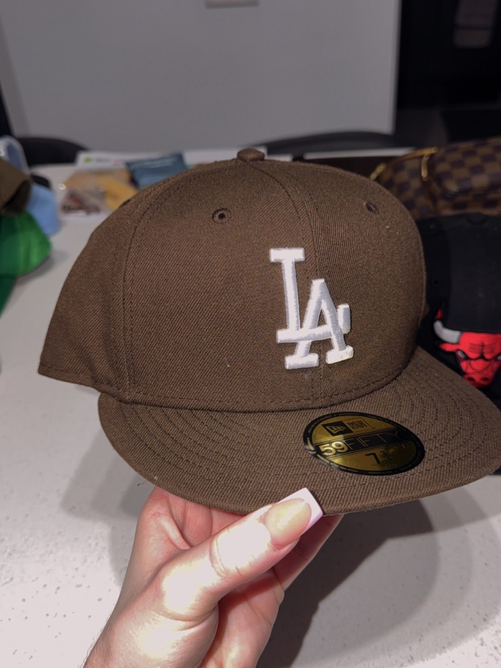LA Logo Fitted Cap in Brown